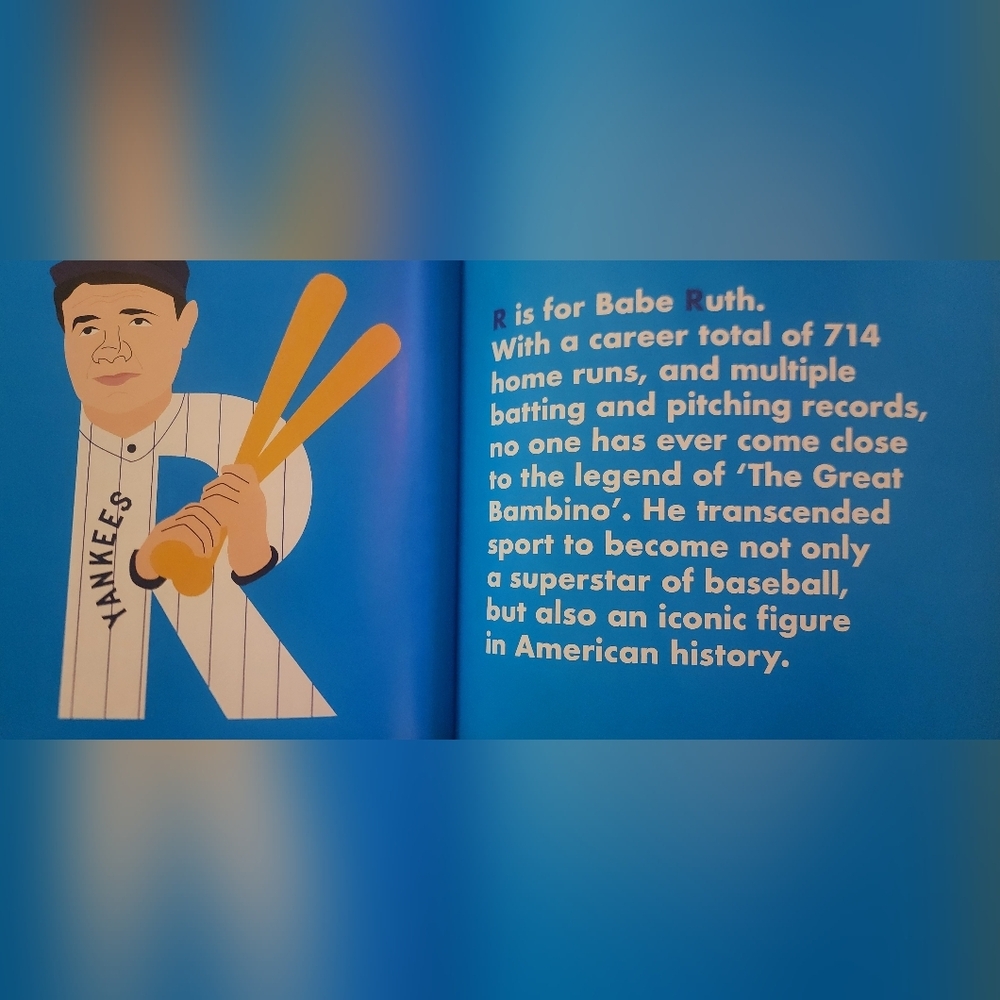 Baseball Legends Alphabet Book New Without Tags - Picture 7 of 7